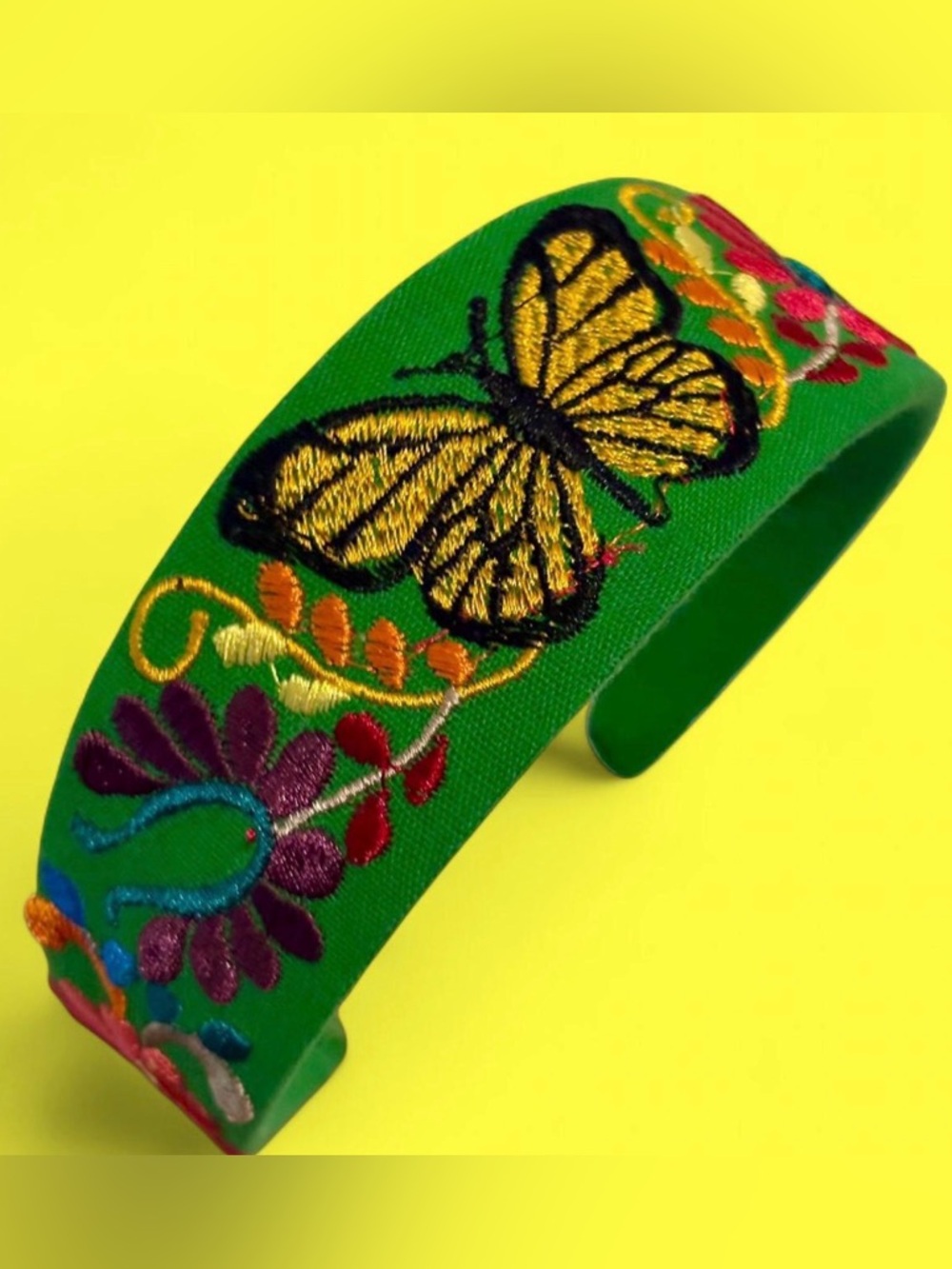 NWOT Green Embroidered Butterfly Headband